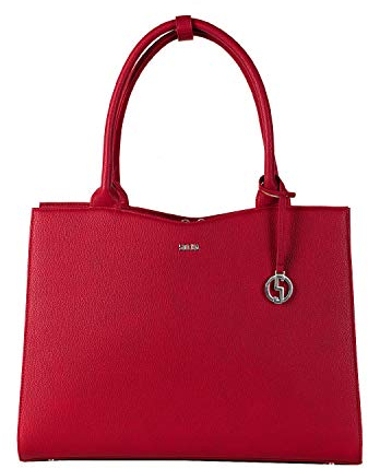 Socha Laptoptasche Damen/Businesstasche Frauen/Notebooktasche mit Tragegurt - Elegant - Extra leichte Synthetik - Cherry Red Midi - 14 Zoll Rot