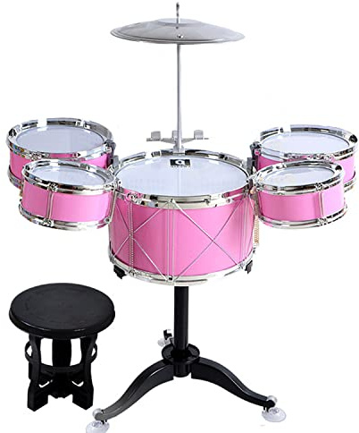 Suitable for Children Aged 3-6 ，Kids Drum Toy Set Rock Jazz Drum (pink)
