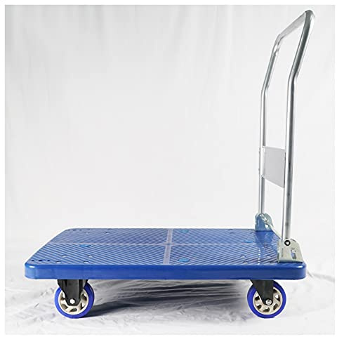 Liudan Platform Trolley Plastic Platform Trolley Lightweight and Foldable Hand Trolley with 4 Wheels 360 Degree Pull and Push for Luggage Home Daily Transport Trolley (Size : 72 x 47-330 lb)