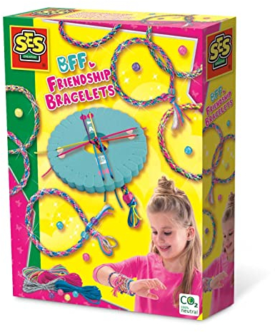 SES Creative 14708 – BFF Freundschaftsarmbänder Set – DIY Armbänder für beste Freundinnen, Kreativset ab 5 Jahren, diverse Farben, klein