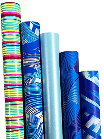 arkamii Rolle Geschenkpapier 5 Rollen 2m x 70cm Marine Geburtstagsgeschenk des blauen Mannes (R2)