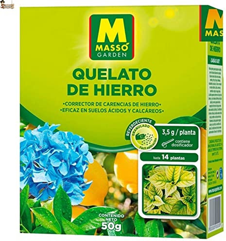 BricoLoco.com Quelato de hierro para plantas granulado con dosificador.Abono anti clorosis férrica y corrector carencias.Todo tipo de plantas,limonero,cítricos,hortensias,plantas flor(50 grs),Marrón