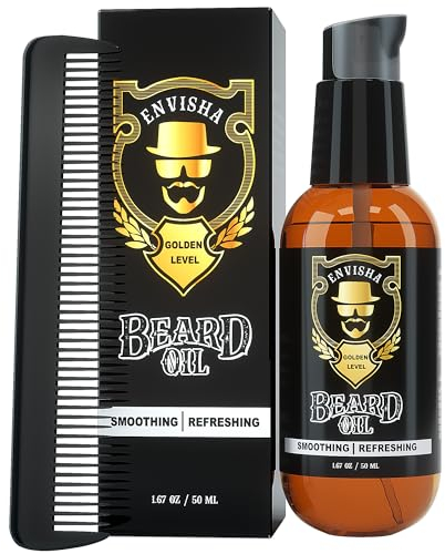 Bartöl-Conditioner mit Kamm, natürlicher Bart-Conditioner mit süßem Orangenduft – macht den Bart weich, spendet Feuchtigkeit und stärkt das Bartwachstum