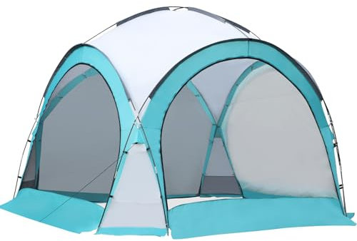 CAMPMORE Shelter Partyzelt Pavilion Event Shelter H246xL366xB366cm Pavillon Rund 9-12 Personen Screen House Zelt Wasserfreigabe Gartenpavillon Zelt Kuppelzelt geeignet für Strand Camping