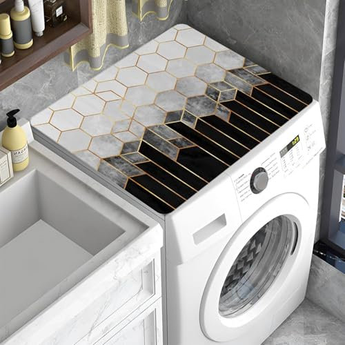 YeahBoom Housse de Machine à Laver,60x60 cm Tapis de Protection Antidérapant pour Dessus de Machine à Laver,pour Machine à Laver,Sèche-Linge,Cuisines,Salles de Bains,Camping Cars