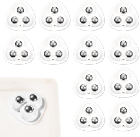 ElevateTech 12Pcs Self Adhesive Castor Wheels Mini Caster Wheels Appliance Rollers Cabinet Sliders 360° Swivel White Suitable Kitchen Household Utensils Trash Cans Storage Cabinets Storage Boxes