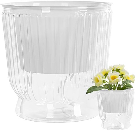 Hydroponics Planter - Transparent Imitation Glass Hydroponic Vase | -Watering Pots For Indoor Plants | Flower Pots With Deep Reservoir For African Violets, Orchid