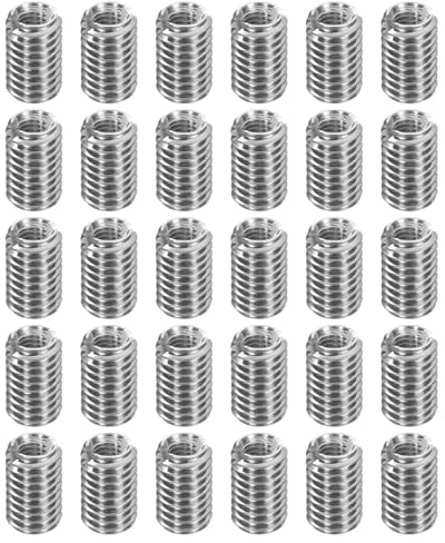 sourcing map 30Pcs Threaded Insert, Stainless Steel M3-0.5 Female to M5-0.8 Male Repair Nut 8mm Long Thread Adapters Sleeve Reducing Nut Thread Repair Screw for Hardwoods Softwoods
