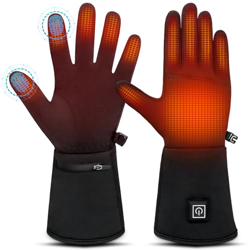 WUEAOA Guanti Riscaldati, Guanti Riscaldati Ricaricabili, guanti riscaldabili donna, guanti riscaldati uomo, Touchscreen, Ultraleggeri per Massima Destrezza,Da Indossare da Soli o come Interno, Unisex