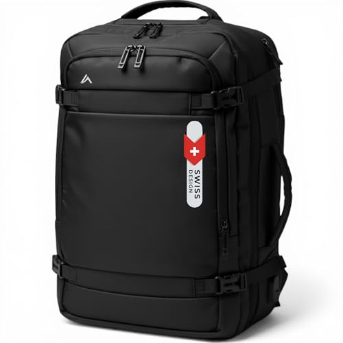 + Zermatt - HØRN Mochila de Viaje Cabina con Bolsa al Vacío 45x30x20-42x30x20 - Mochila Portátil 15-17 Teletrabajo Equipaje de Mano Avión Ryanair, Carry On Hombre Mujer Oxford 35L