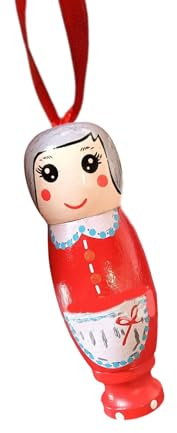 OOLA.DETAL Figurine de Père Noël à suspendre en bois peint à la main Ornement élégant pour la saison des vacances Ornement en forme de Père Noël