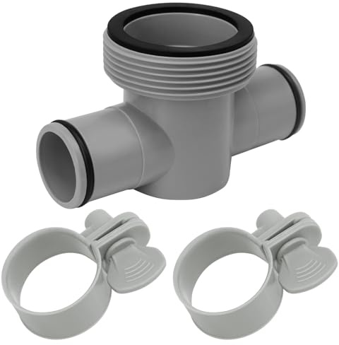 P61408 Connettore a T per Tubi Piscina (da 1,5 a 1,25) a 3 Vie con O-ring – Raccordo di Ricambio per Pompa Filtro (Bestway, Coleman, Intex) – Tenuta Ottimale – Include 2 Fascette Stringitubo