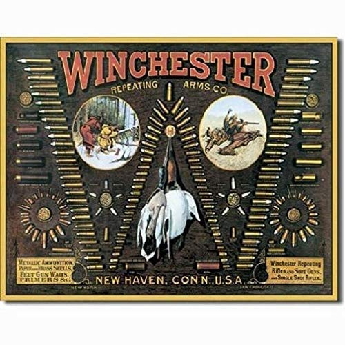 HAIMAX Metal Signs Pub Winchester Arms Bullet Board Ammunition Ammo Firearms Guns Hunt 8x12in Tin Sign Farm Wall Gym Decor
