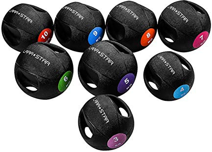 Médecine Balls Medicine Ball avec Poignée, Solide Gravity Ball dans Le Gymnase, Boxe Musculation Équilibre, La Texture Antidérapante, 3 Kg / 4 Kg / 5kg / 6KG / 7kg / 8KG / 9kg / 10KG