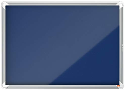 Nobo Felt Lockable Notice Board 8 x A4, Premium Plus, Blue, 1915327