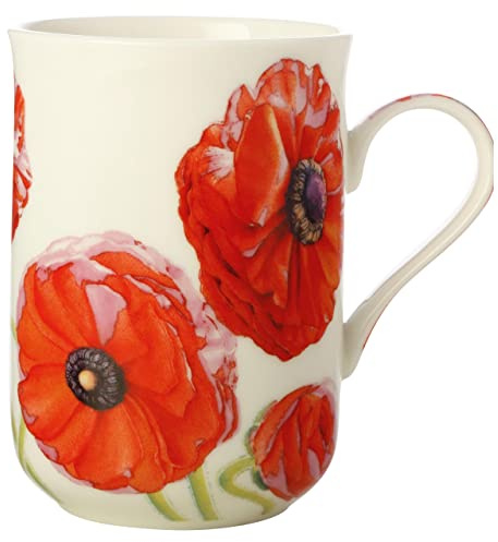 Maxwell & Williams JY0041 Kaffee-Tasse 350 ml – Serie Floriade – Bone China Porzellan Weiß glatt – in Geschenkbox, Blume