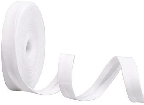 Jomnvo 1/2 Inch by 8M Double Fold Bias Tape Bias Binding Tape for DIY Garment Sewing Seaming Hemming Piping (White)