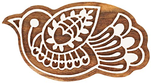 IBA Indianbeautifulart Textile Printing Block Bird Hand Carved Wooden Stamp Wood Block Printing Textile Stamps for Fabric/Pottery Blocks- 3 Inch