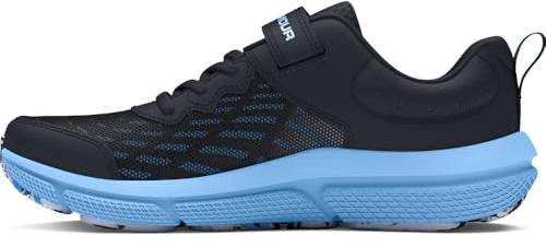 Under Armour UA BPS Assert 10 AC Ligeras Deportivas de niño, Zapatillas para Correr con mediasuela de EVA, Color Negro/Azul eléctrico/Blanco Blanco