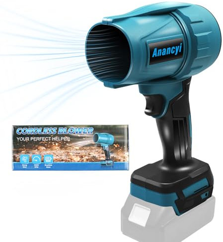 Anancyi Turbo Jet Blower, Cordless Leaf Blower, Brushless Motor, 3 Speed, Compatible with Makita 18V BL Batteries, for Car and Corner Cleaning, Remove Dust, Leaves, Water, Snow (Battery not included)