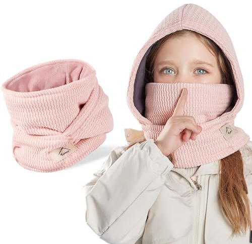 AYPOW Cagoule d'hiver Thermique pour Enfants 4-10Ans, Multifonction Coupe-Vent Masque de Ski, Bonnet Tricoté Doublure Polaire Chaude Casquette Cache-Cou Tour de Cou écharpe Garçons Filles Plein Air