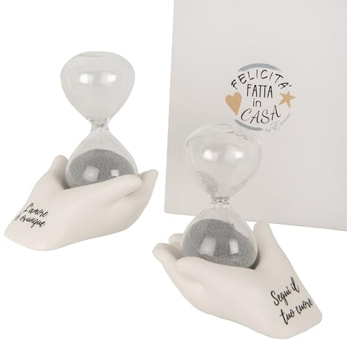 Doni Bomboniere Matrimonio 1 pz Clessidra con Sabbia Argento Sorretta Anniversario da Una Mano Frasi Assortite Scegli Il Tuo Cuore L'Amore Ãˆ Ovunque Idee Regalo Complete Originali Economiche