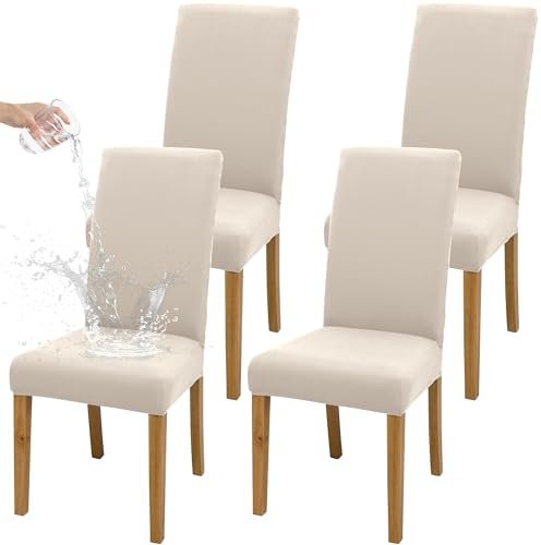 Stuhlhussen Stretch Stuhlbezug Set 4 Stück, elastische abnehmbare waschbare Stuhlhusse für Esszimmerstuhl, Schwingstuhl, Schaukelstuhl, Küche, Wohnzimmer, Büro, Hotel, Restaurant, Bankett