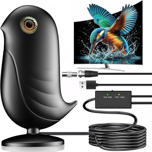 380km+ Antenna TV Interna Amplificata Potente, Yowrepu 2025 Antenna TV Portatile con Base Magnetica, Antenne Digitale Terrestre per Smart TVs, Supporto 4K/1080P/DVBT-2, con 5M Cavo Coassiale