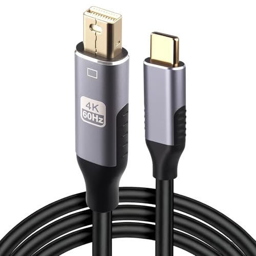 Kioylmo Cavo da USB-C a Mini DisplayPort, DP 4K/60Hz, Full HD, Plug & Play, HDR dinamico, adattatore unidirezionale, USB Type-C a Mini Displayport da 1,8 m, cavo monitor maschio per MacBook, iPad Pro