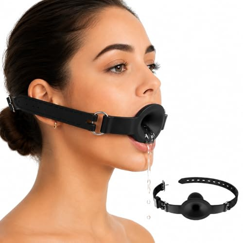 Eysilk Silikon Knebel mit Atemloch - Verstellbarer Ball Gag für BDSM Bondage Spiele, Atembarer Mundknebel für Paare Frauen Männ zuhause Erwachenen Fetisch Spiele