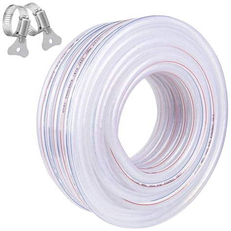 Dricksvattenslang 25 x 32 mm (6–10 m), transparent PVC-slang, akvarieslang, sugslang, flexibel bensinslang, vattenslang för reparationer, vatten, olja, hushåll och industri