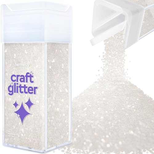 Hemway Craft Glitter Shaker White Iridescent 130g Extra Chunky | for Resin & Epoxy Crafts, Christmas Art Supplies, Nail, Body, Face, Eye, Festival, Crafting, Slime, Sparkle