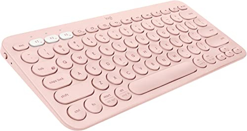 Logitech K380 Pebble Wireless Multi-Device Keyboard for Windows, Apple iOS, Apple TV Android or Chrome, Bluetooth, Compact Space-Saving Design, PC/Mac/Laptop/Smartphone/Tablet - Rose