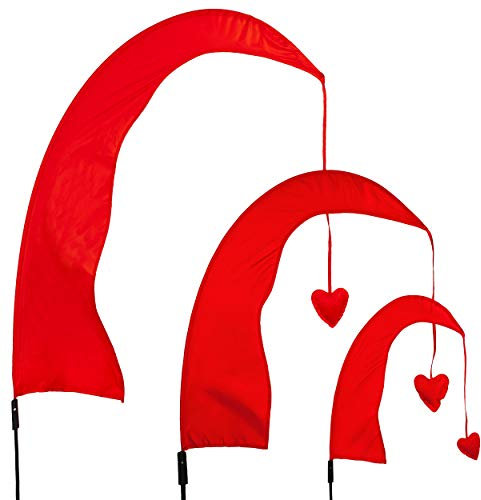 alles-meine.de GmbH Windfahne/Balifahne Farb & Größenwahl XXL - 2,2 Meter - rot - mit Stab/Fahnenstange - UV-beständig & wetterfest - Gartenfahne - Windrichtungsanzeige -..