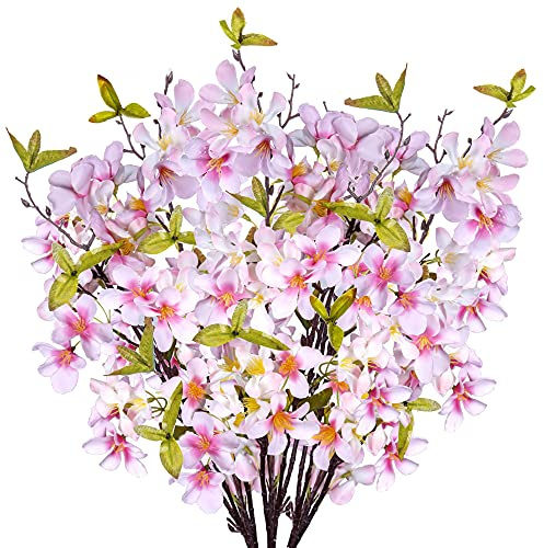 Grand Verde Artificial Apple Blossom Silk Flowers Tree Branches 33” Long Stems Faux Bouquet for Tall Vase Indoor Home Decor DIY Wedding Centerpiece Decoration, Bulk 3pcs (Pink)