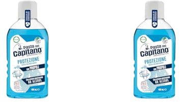 Pasta del Capitano, Collutorio Protezione con Propoli, Collutorio Quotidiano Senza Alcool, Protegge Denti e Gengive, Rinfresca l'Alito, 100% Made in Italy, Flacone da 400 ml (Confezione da 2)