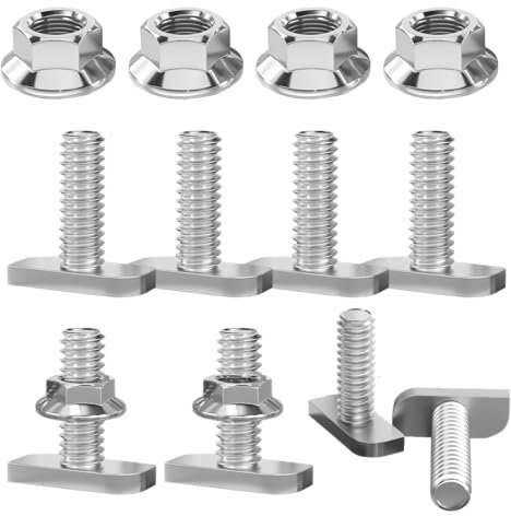 Hlimior Hammerkopfschrauben M8 x 20 Edelstahl A2-70 | 48-teiliges Set mit Flanschmuttern | Rostfreie Schrauben für Photovoltaik-Montageschienen, Aluprofil und Gewächshaus