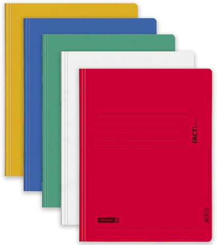 Brunnen FACT!Plus A4 Schnellhefter Sammelmappe Dokumentenmappe aus dickem, gepresstem Karton im praktischen 5er-Set ideal zur Ablage und Organisation für Amtsheftung und kaufmännische Heftung