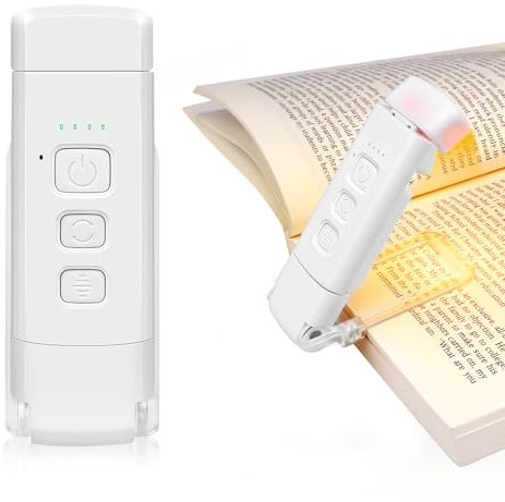 Ddlisu Luce per Lettura Libri a Letto, Ricaricabile tramite USB, 9 LED, 3 Colori e 5 Livelli di Luminosità Regolabili, Luce da Lettura a LED portatile con clip, perfetta per Amanti dei Libri, 1 pezzo
