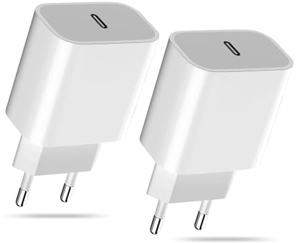 20W USB C Ladegerät für iPhone, 2er-Pack USB-C Power Adapte für iPhone 17 16 15 14 Plus Pro Max 13 12 11 SE XS, iPad, Samsung Galaxy S25 S24 A56, PD3.0 Typ C Handy Netzteil Stecker Schnellladegerät