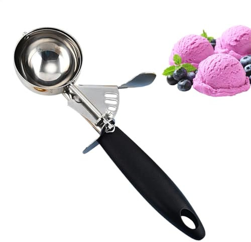 Porzionatore di ghiaccio gourmet 18 cm, cucchiaio di ghiaccio con fuga, acciaio inossidabile lucido Cromargan, porzionatore, portatoriatore di ghiaccio in acciaio inossidabile Portitori di gelati 3 po