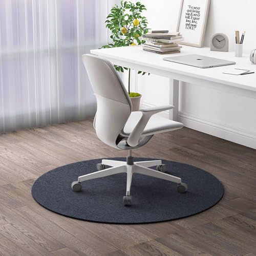 Highdi Alfombrilla para Silla de Oficina, Redondo Protector Suelo Silla Ruedas Antideslizante Resistente a los Arañazos, TPE Alfombrilla de Protección para Suelos Duros (Gris Oscuro,120cm)
