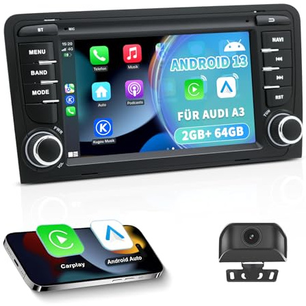 Radio Coche para Audi A3/S3/RS3 8P 2003-2012 con CarPlay/Android Auto