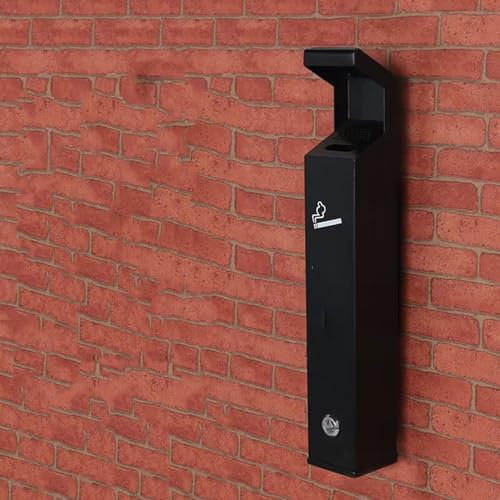 YUZDNM Wandmontierter Aschenbecher - Aschenbecher Für Den Außenbereich, Außenaschenbecher Für Zigaretten, Wandaschenbecher Aus Edelstahl, Rauchsäule, Rauchfass, Zigarettenkippensammler(Black)