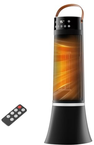 Stufetta Elettrica Basso Consumo, 2000W PTC Termoventilatore, 75° Oscillazione, 3 Modalità, Telecomando, Protezione da Surriscaldamento e Ribaltamento, timer 12 ore, Stufa Elettrica