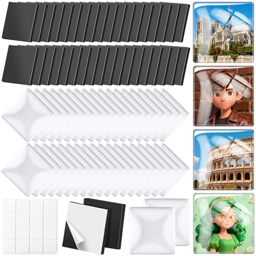 Aertiavty 120 Pcs Fridge Magnets Making Kit, 2 Inch Glass Magnets for Refrigerator, Locker, Whiteboard, Office, Kitchen, Decorative Magnet (60 Square Magnet+60 Glass+Clear Adhesive Dots)