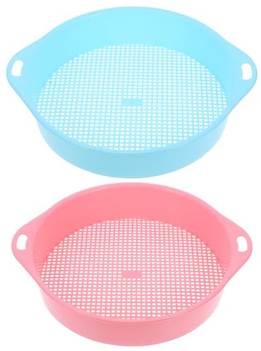 jojofuny Juego de 2 Tamices de Tierra para Jardín Cedazo Plástico Malla de 3 MM Cedazo Manual para Filtrar Piedras y Tierra Herramienta Multiusos para Jardinería Colores Azul y Rosa