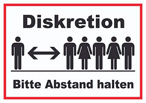 HB-Druck Diskretion Bitte Abstand halten Schild Rücksichtnahme A5 Rückseite selbstklebend