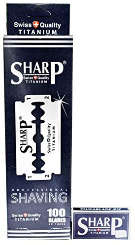 100 Lamette Da Barba Sharp Hi Titanium | Lamette Di Ricambio Per Rasoio Di Sicurezza | Lamette A Doppio Filo Per Rasoio Uomo Rivestite Al Titanio