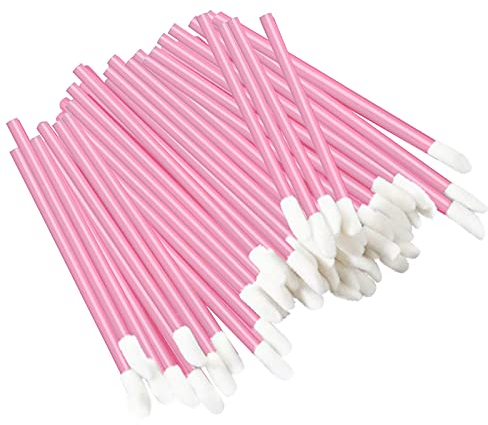 VEGCOO Lot de 300 pinceaux à lèvres jetables pour un maquillage parfait des lèvres (Rose)